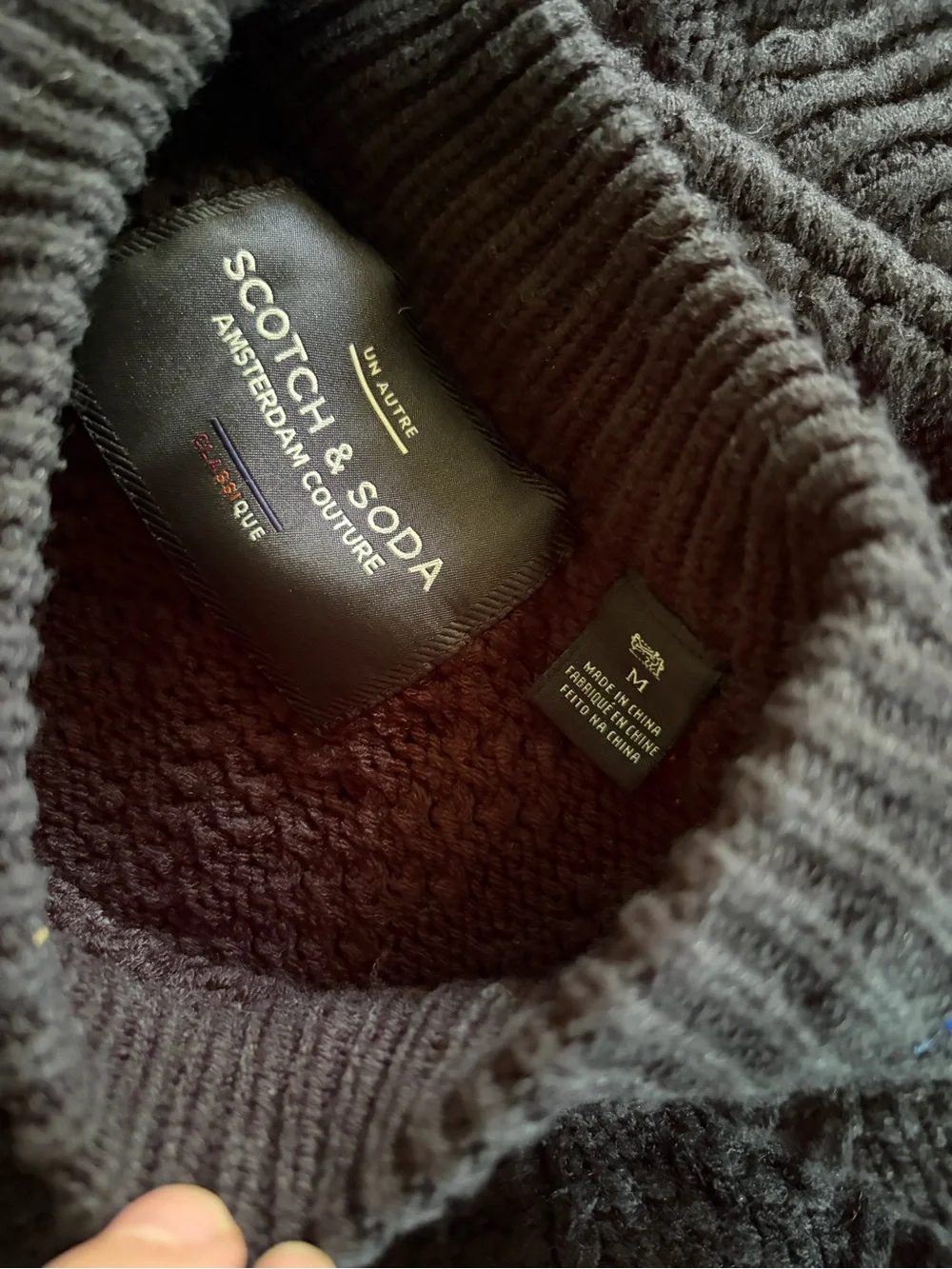 Scotch & Soda Cable Knit Sweater black crew neck